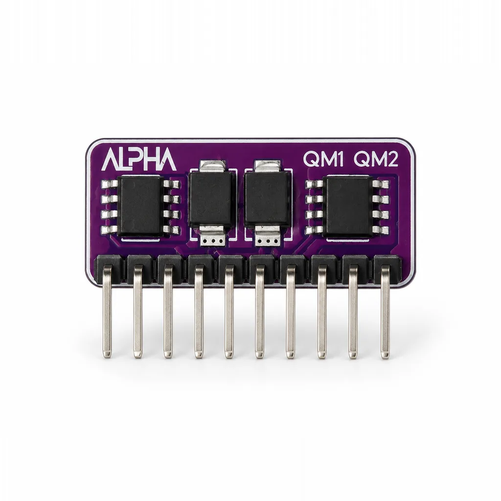 ALPHA QM1 and QM2 injector driver module, front with MOSFET and TVS parts